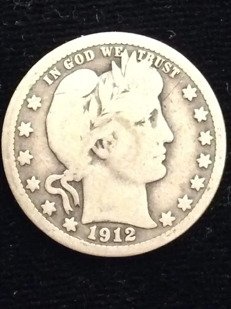 1912-S Barber Quarter in Good++ Condition