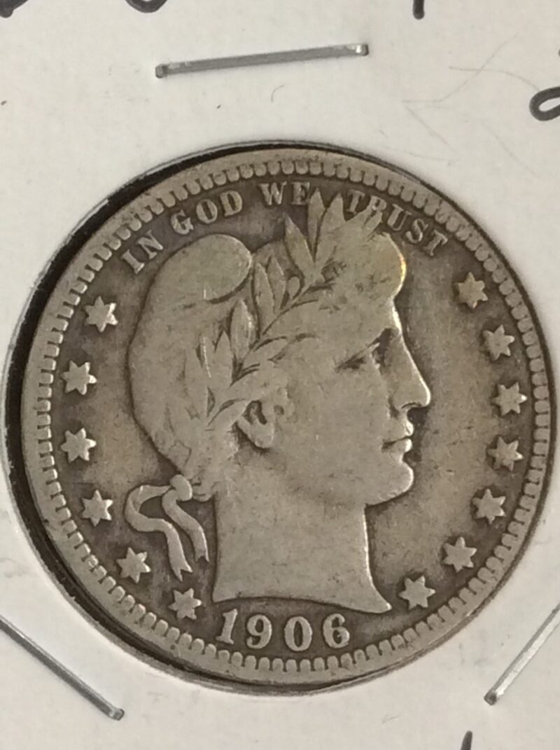1906-O Barber Quarter in VG+ Condition
