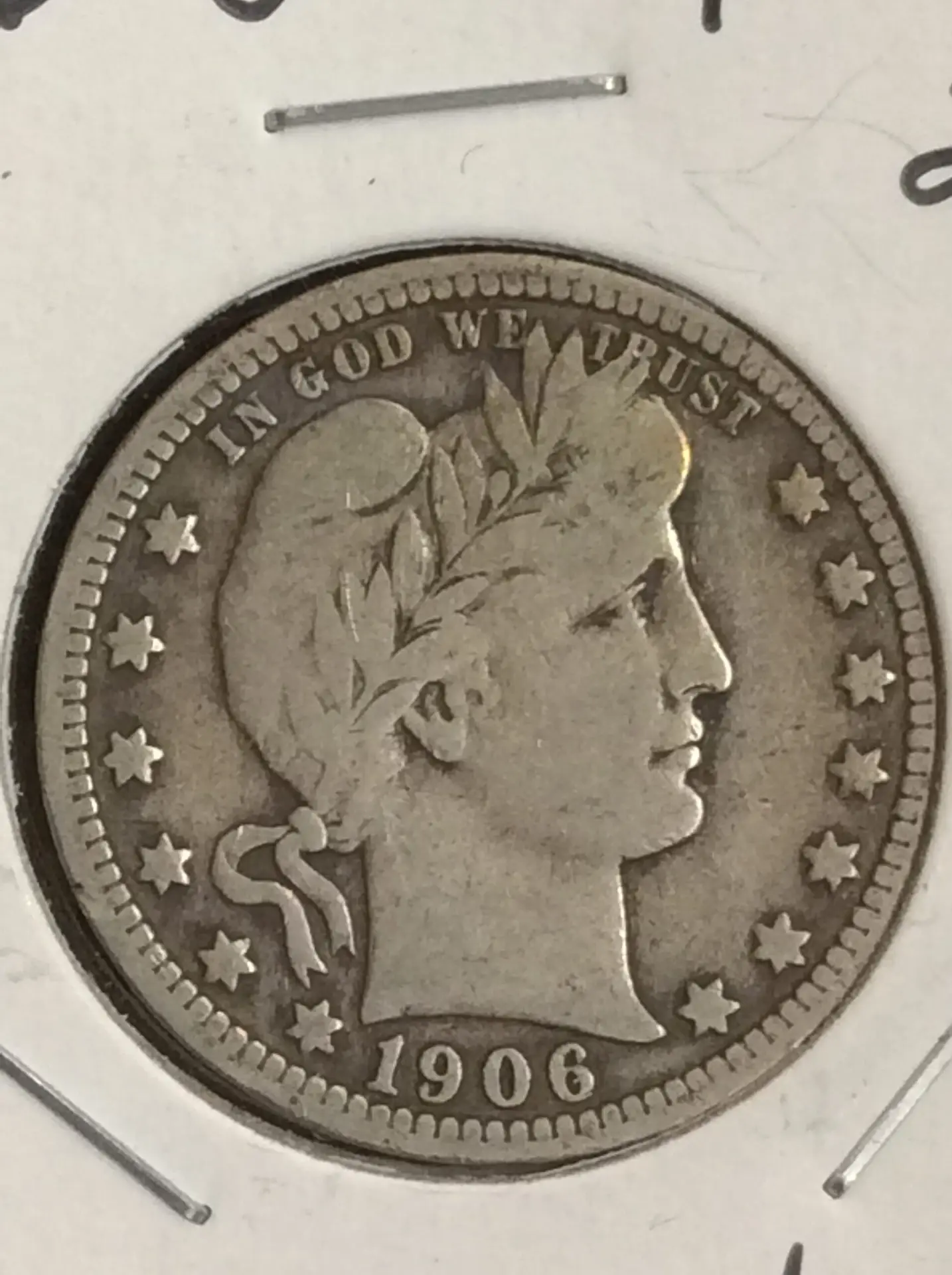 1906-O Barber Quarter in VG+ Condition