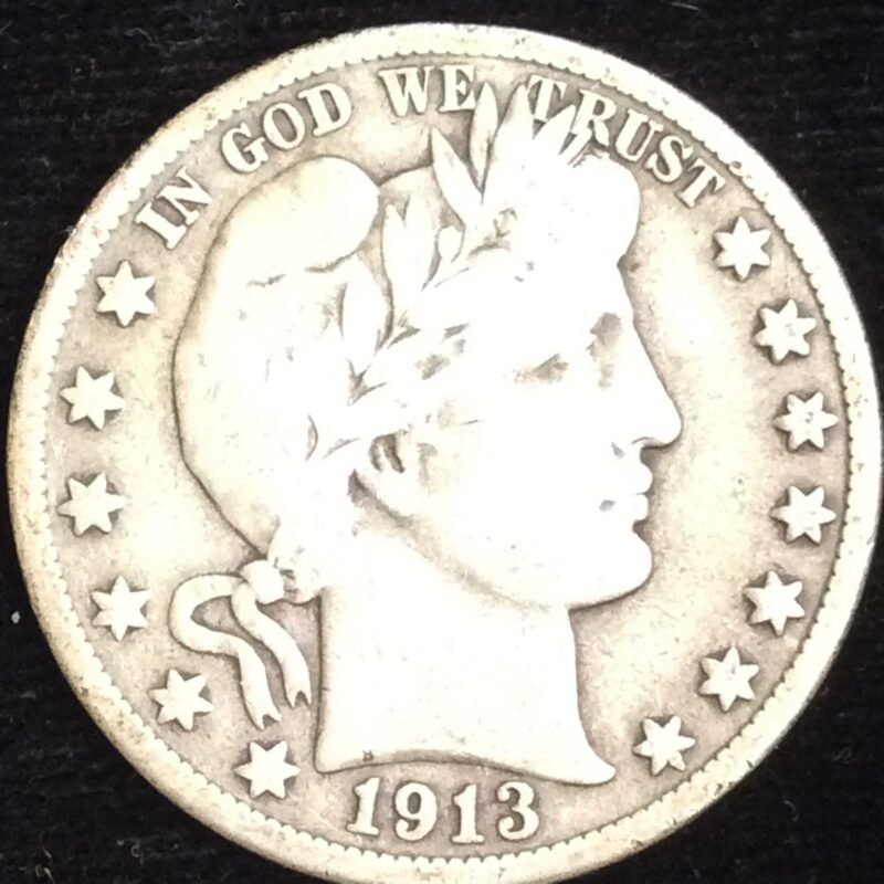 1913-D Barber Half Dollar in Very Good Condition