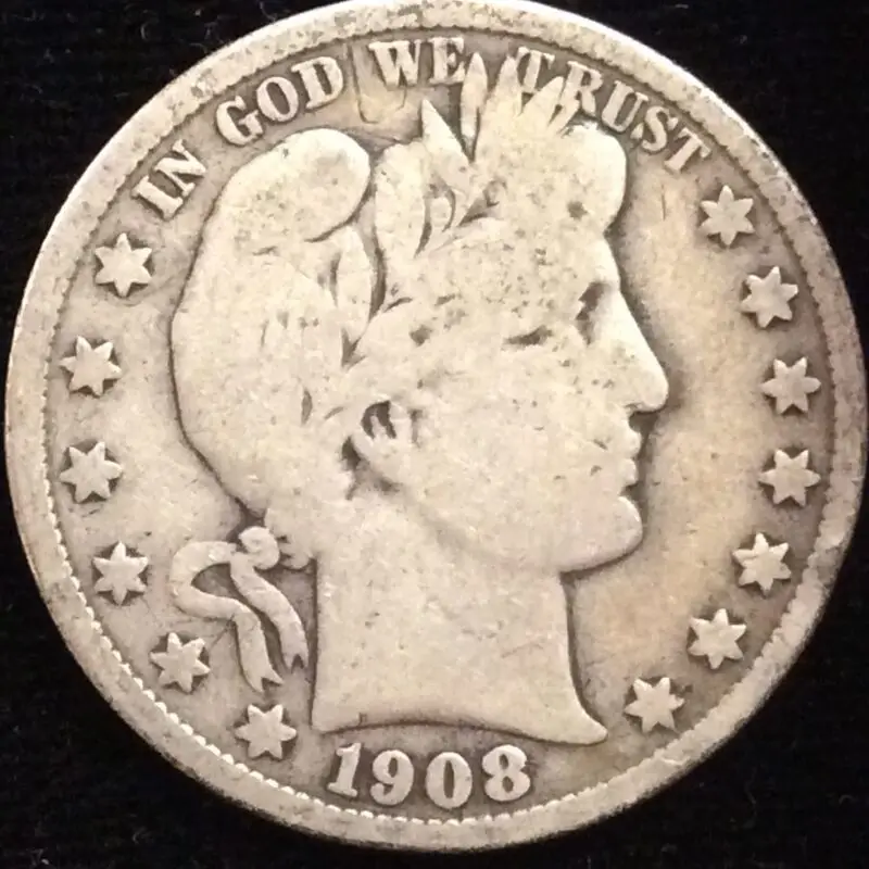 1908-S Barber Half Dollar in G+ Condition