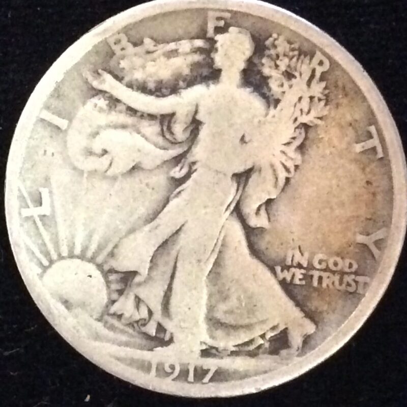 1917-S Walking Liberty Half Dollar in Very Good Condition (mint mark on Reverse)