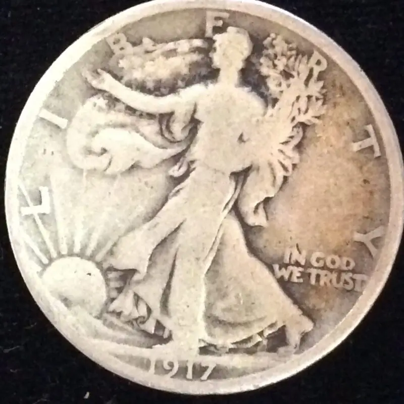 1917-S Walking Liberty Half Dollar in Very Good Condition (mint mark on Reverse)