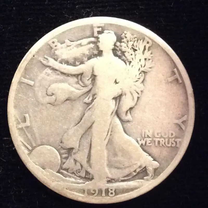 1918-D Walking Liberty Half Dollar in Very Good Condition