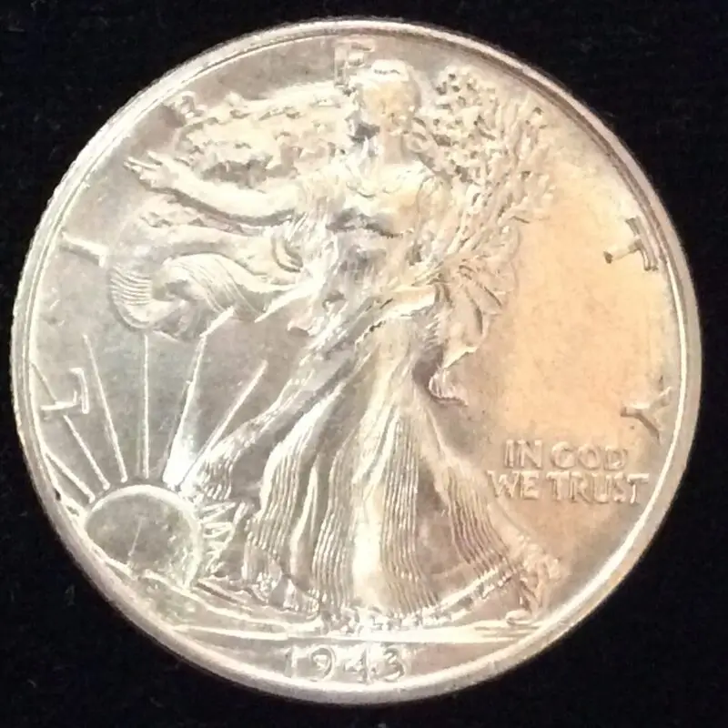 1943 Walking Liberty Half Dollar in Choice Almost Uncirculated Condition