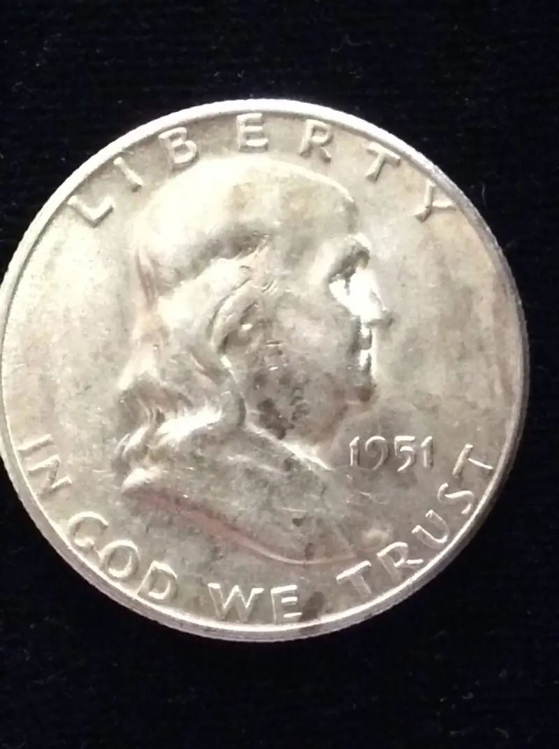 1951-S Franklin Half Dollar in Almost Uncirculated AU50 Condition