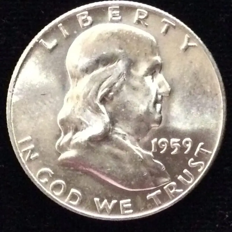1959-D Franklin Half Dollar in MS64 Condition with Full Bell Lines