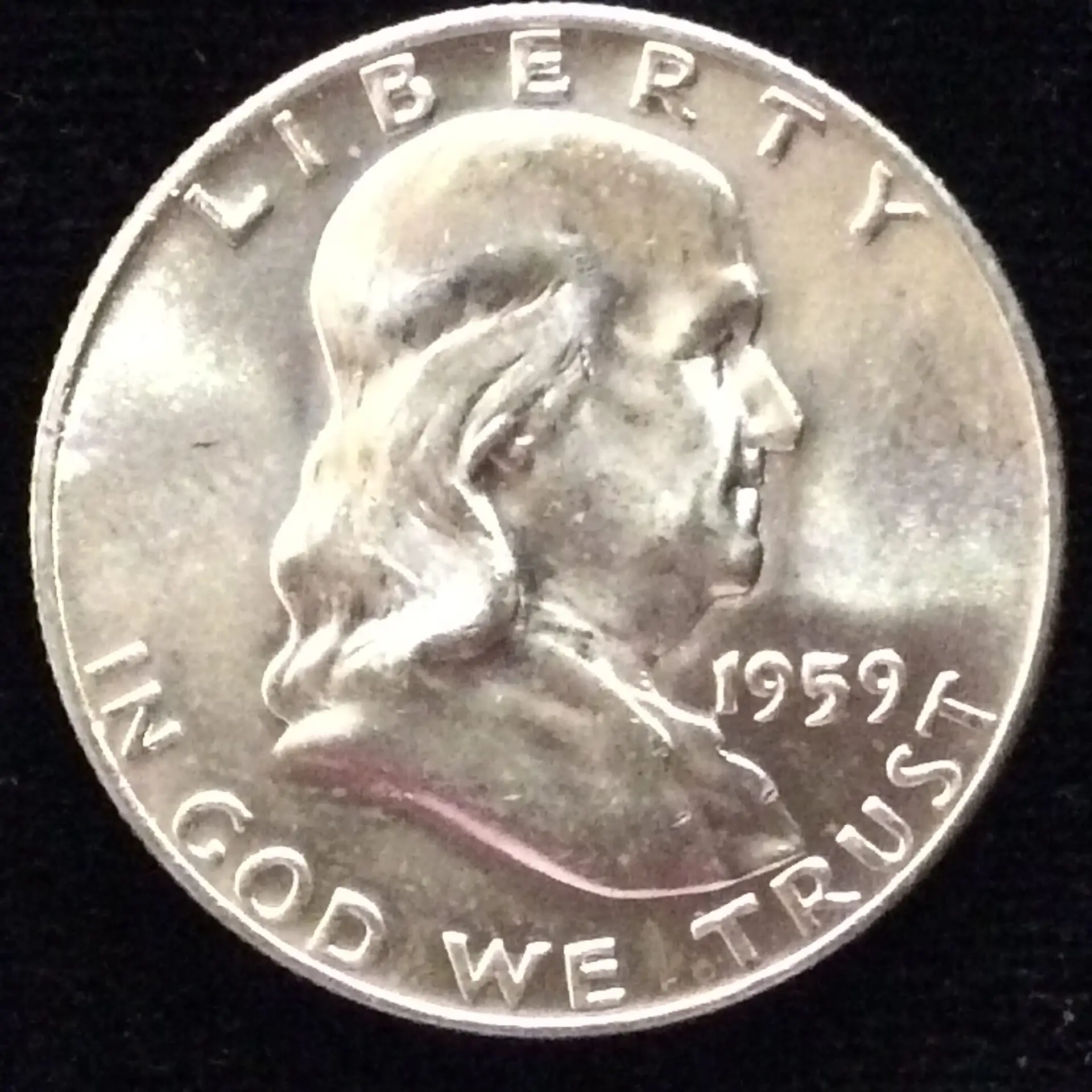 1959-D Franklin Half Dollar in MS64 Condition with Full Bell Lines