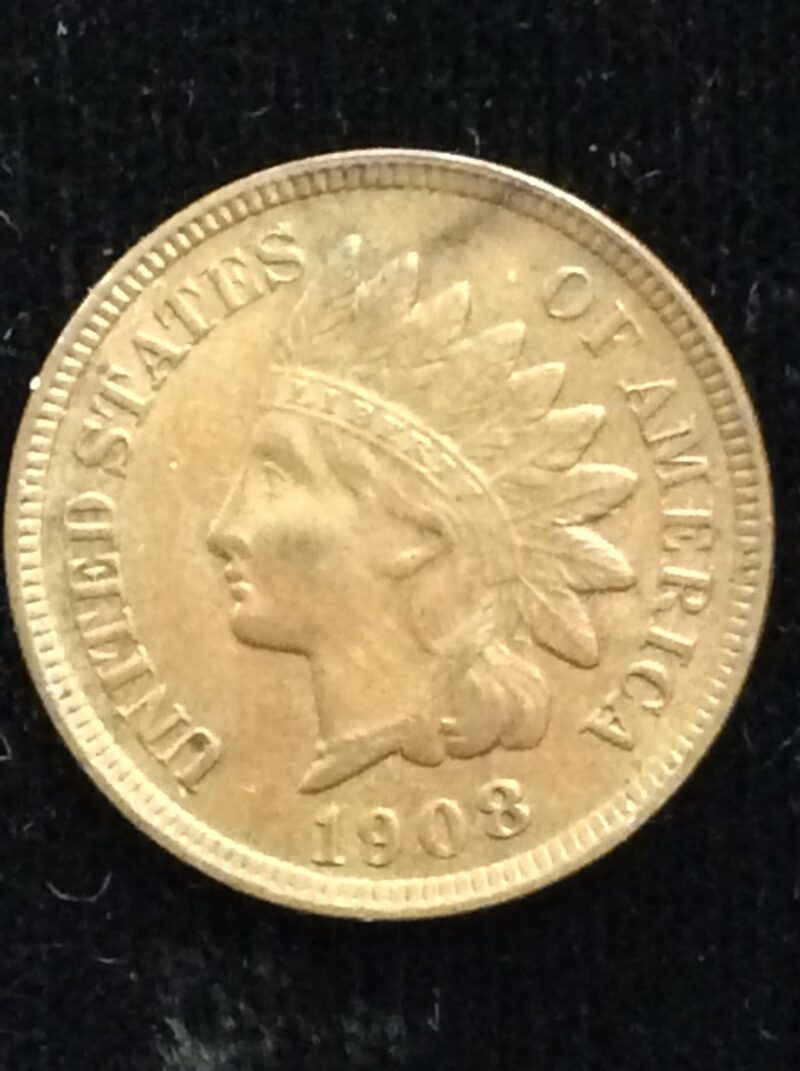 1908 Indian Head Cent in MS60+ Brown