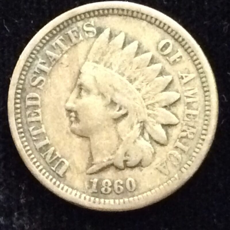 1860 Copper Nickel Indian Head Cent w/pointed bust in Fine Condition