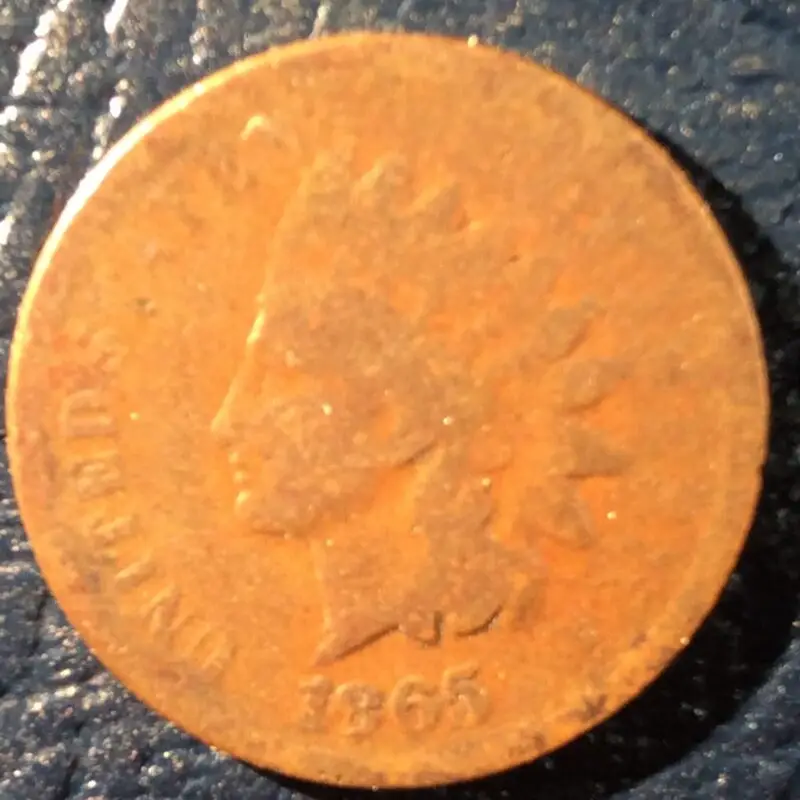 1865 Indian Head Cent with Plain 5 in Good Condition