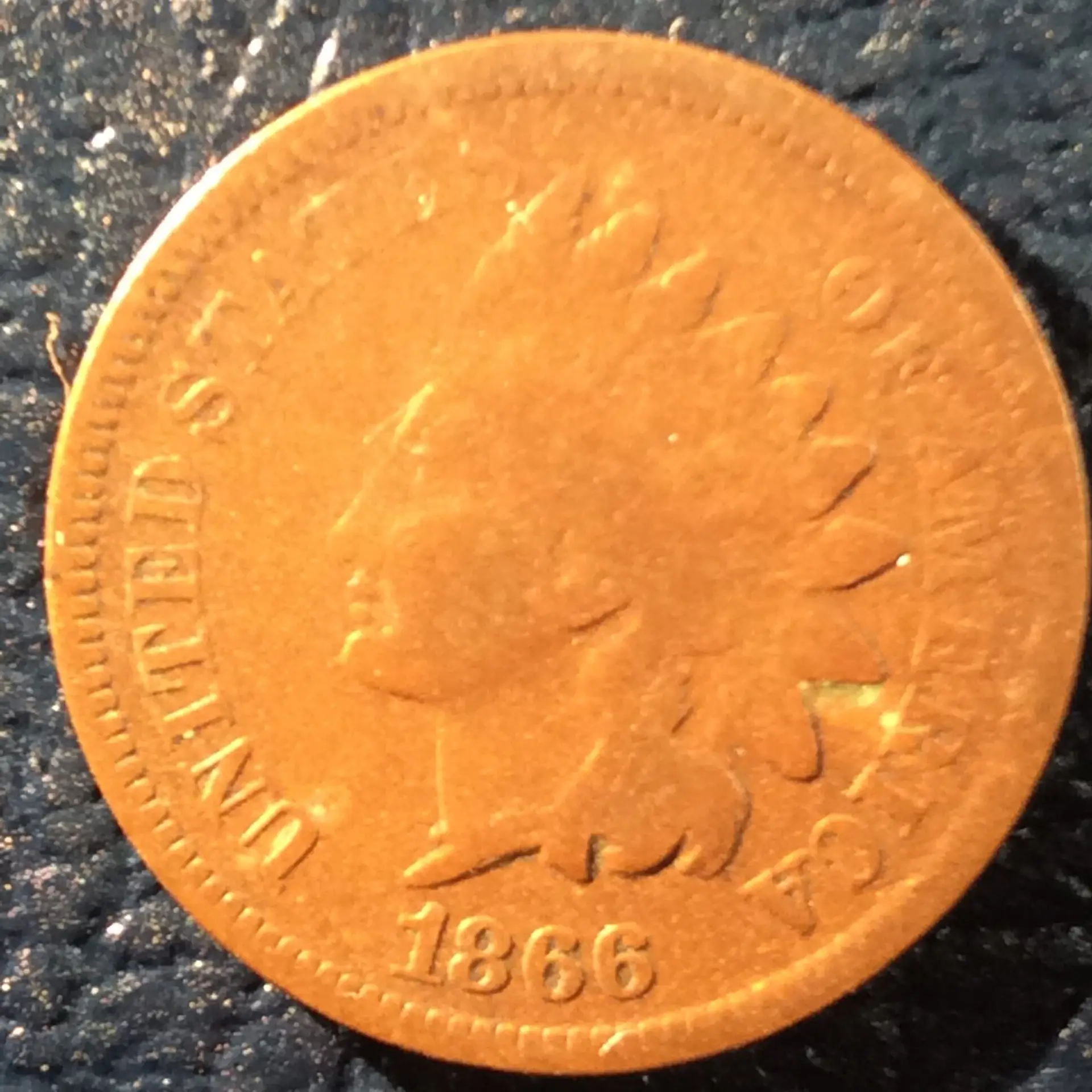 1866 Indian Head Cent in Very Good Condition