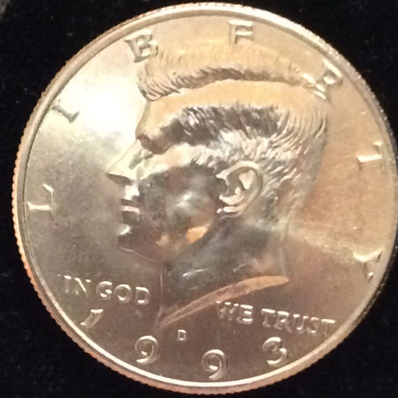 1993-D Kennedy Half Dollar in GEM BU MS65 Condition from an UNC. Mint Set