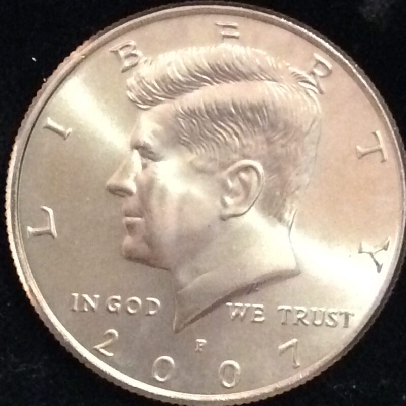 2007-P Kennedy Half Dollar in Super Gem MS67 from a Satin Finish Unc. Mint Set