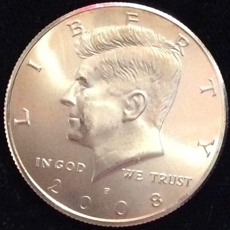2008-P Kennedy Half Dollar in MS66 Condition from a BU Satin Finish Unc. Mint Set